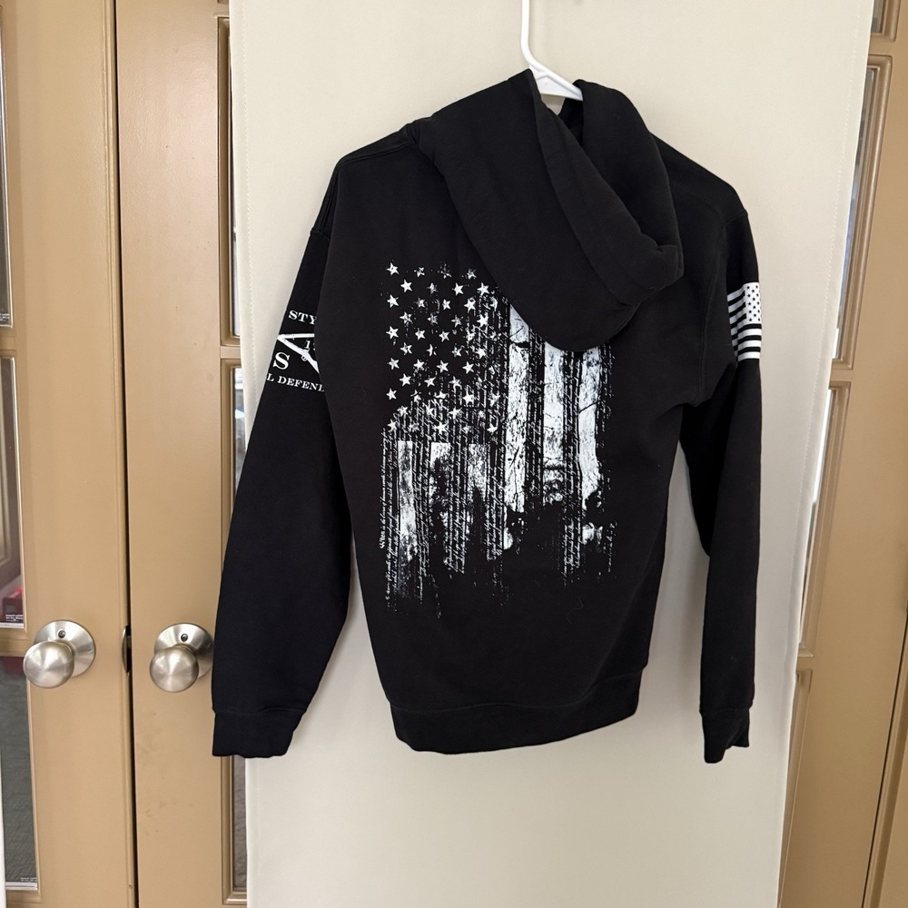 Grunt Style Men's Small Black 1776 Logo Pullover Hoodie Sweatshirt Flag - Picture 4 of 7